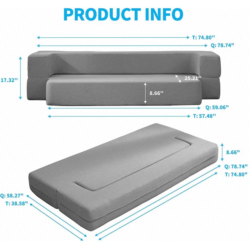 Mixoy Convertible Futon Sofa Bed, Foam Folding Mattress Sleeper Bed