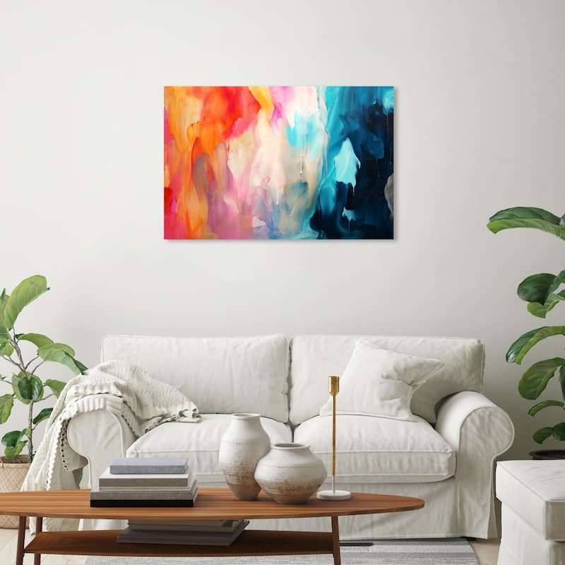 Wynwood Studio Canvas Abstract Retro Color Palette II Blue and Modern & Contemporary Wall Art Canvas Print - 30 x 20