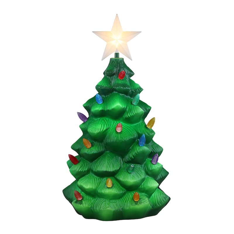 24" Outdoor Lit Blow Mold Tree - Green