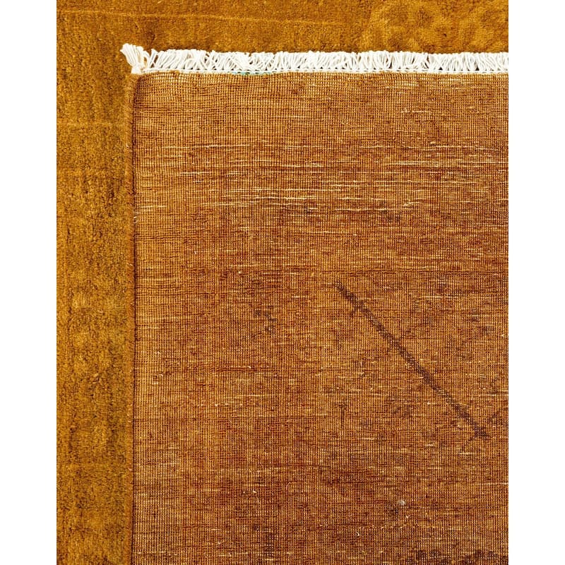 Overton Hand Knotted Wool Vintage Inspired Modern Contemporary Overdyed Gold Area Rug - 8' 1" x 10' 6"