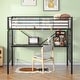 preview thumbnail 1 of 4, Twin Metal Loft Bed with Desk Black - Twin