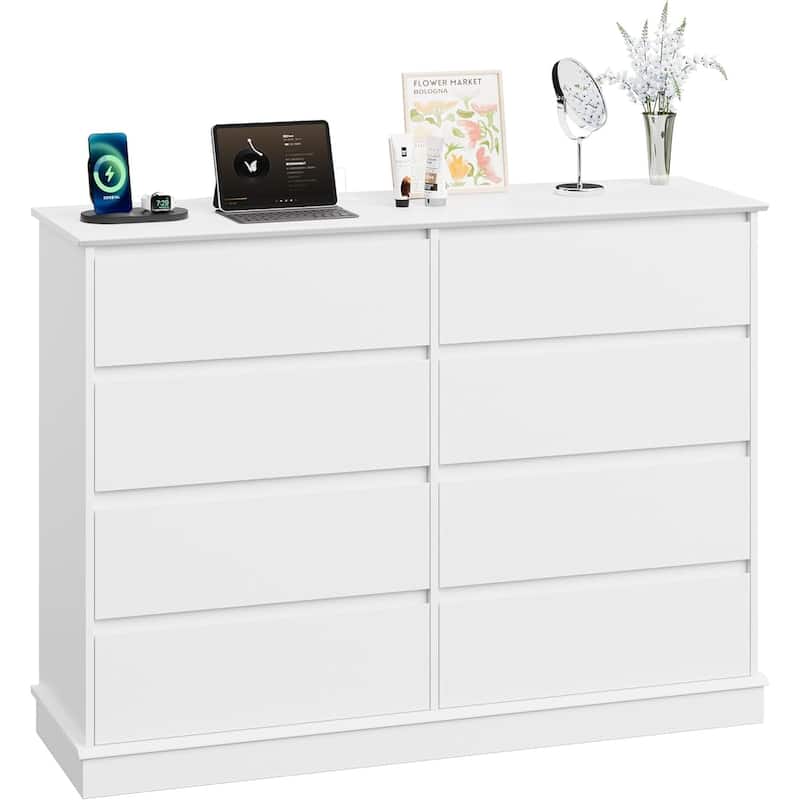 8 Drawer Dressers for Bedroom, Wooden Chest of Drawers with Deep Drawers, Large Double Dresser