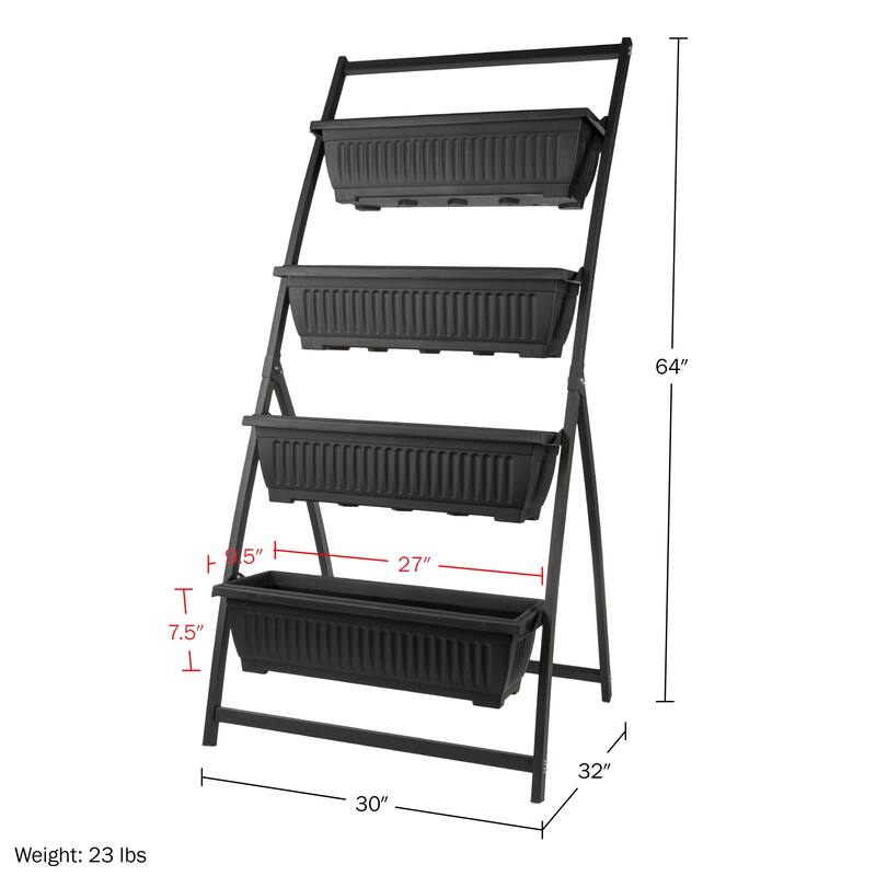 Raised Garden Beds - 4 Tier Vertical Garden Planter - Planters for Outdoor Plants by Pure Garden (Black)