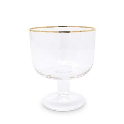 Footed Dessert Bowls with Gold Rim, 6 Pcs