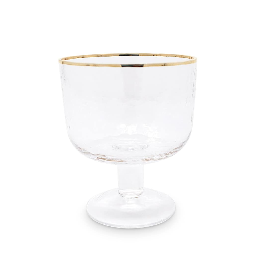 Footed Dessert Bowls with Gold Rim, 6 Pcs
