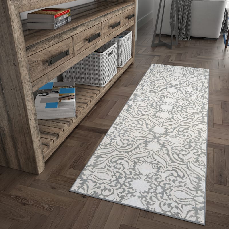 Carrington Farmhouse Floral & Botanical Indoor Area Rug - 2'3'' x 10' - Grey
