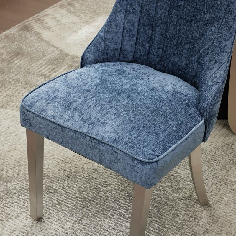 Rayon Cloth Flocking Chenille Dining Chairs Channel Kitchen Dinner Chair Comfy Fabric Upholstered Accent Chair