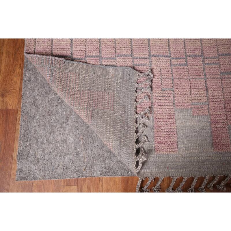 All-Over Pink Moroccan Oriental Large Area Rug Handmade Wool Carpet - 11'8"x 17'9"