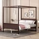 preview thumbnail 1 of 7, Black Queen SizeSolid Wood Canopy Platform Bed with Headboard and Footboard, Slat Support Leg Espresso