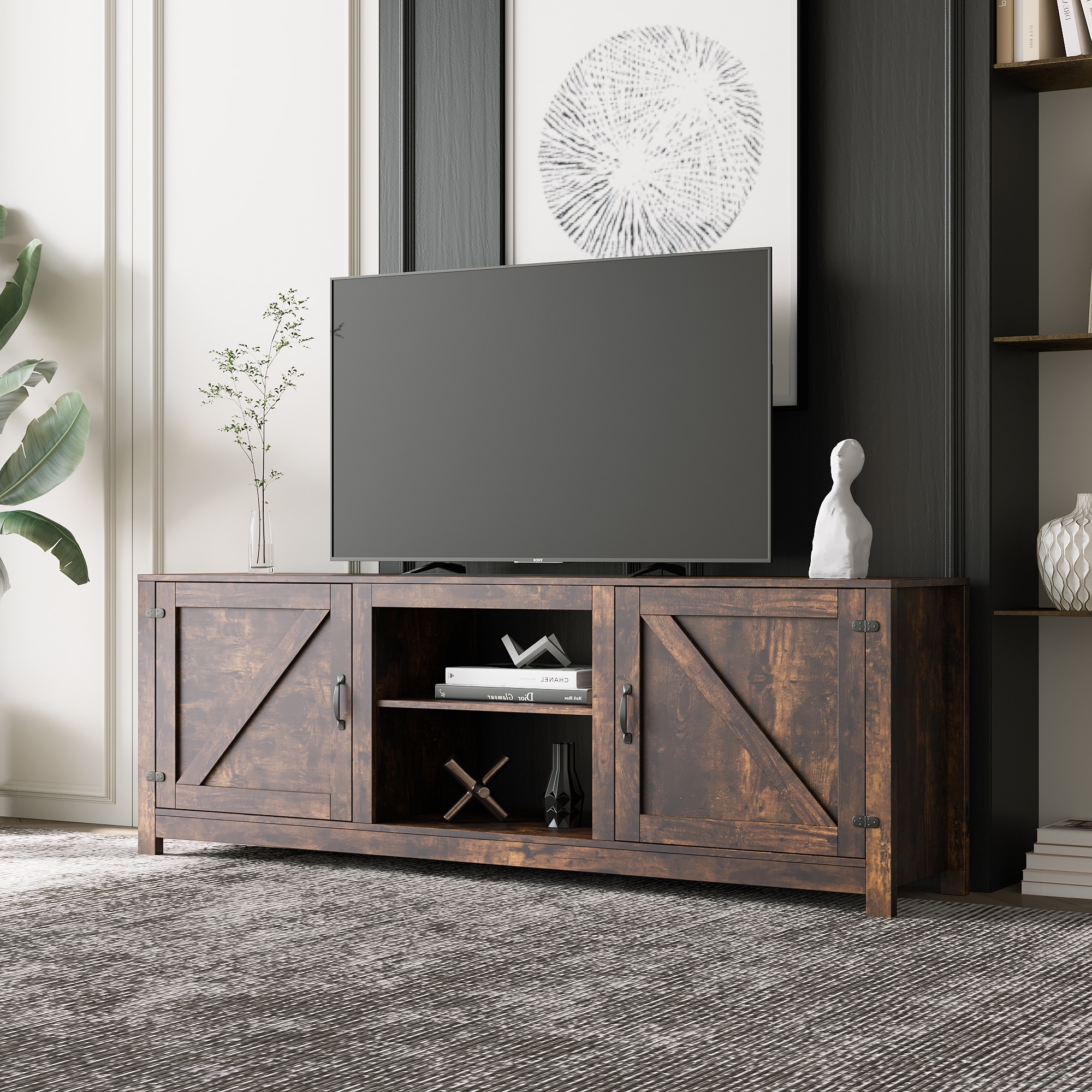 Rustic tv console cabinet deals