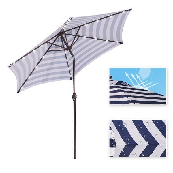 angled umbrella patio 10ft Patio Square Offset Umbrella With Hanging Decorative Holes and Air Vent, With Weights
