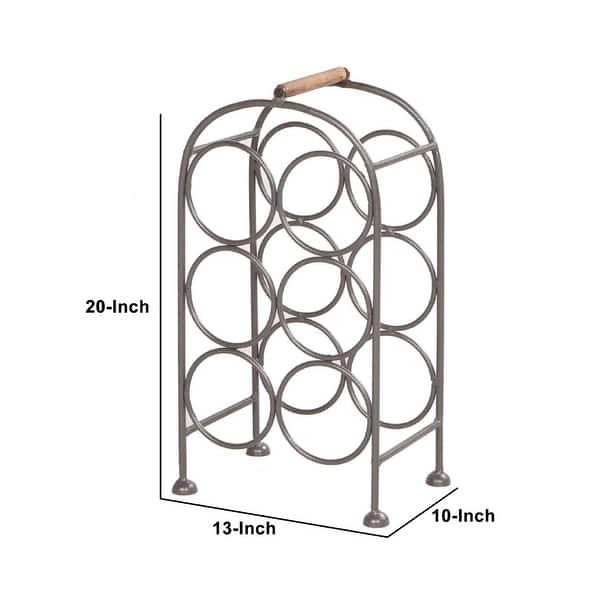 20 Inch Industrial Wine Rack Holder, Arched Iron Frame, 6 Bottle