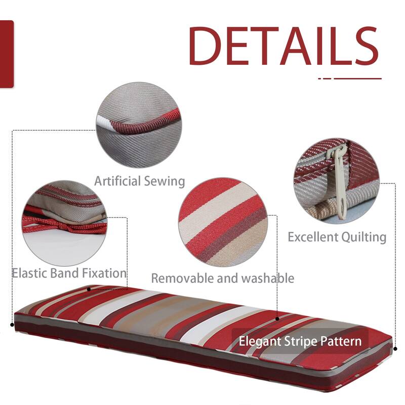 Aoodor Patio Furniture 46" x 18" x 3.1" Outdoor Bench Cushion