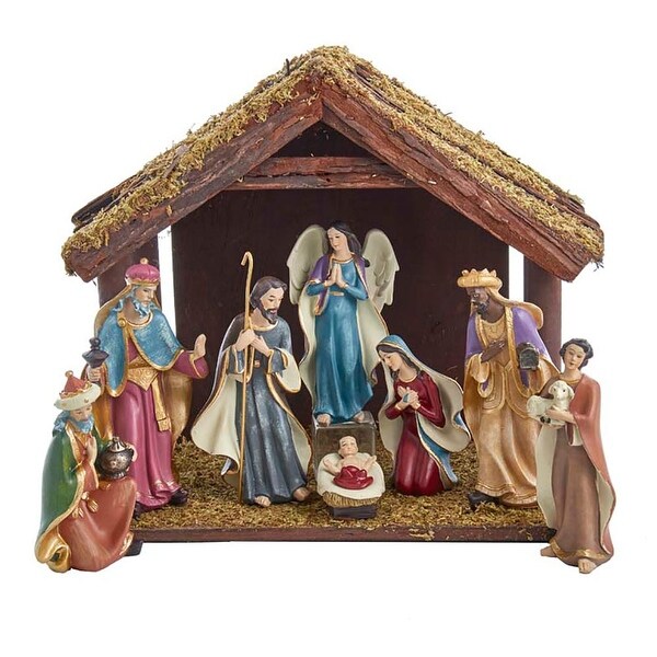 kurt adler resin nativity set with figures and stable