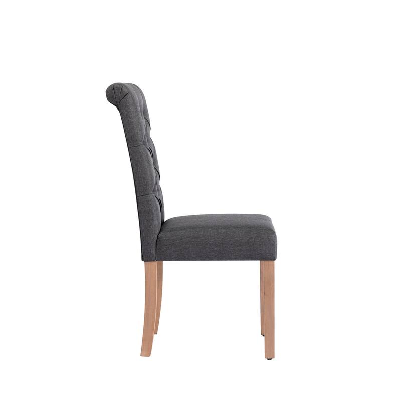 Porthos Home Betta Tufted Fabric Dining Chairs with Rubberwood Legs, Set of 2