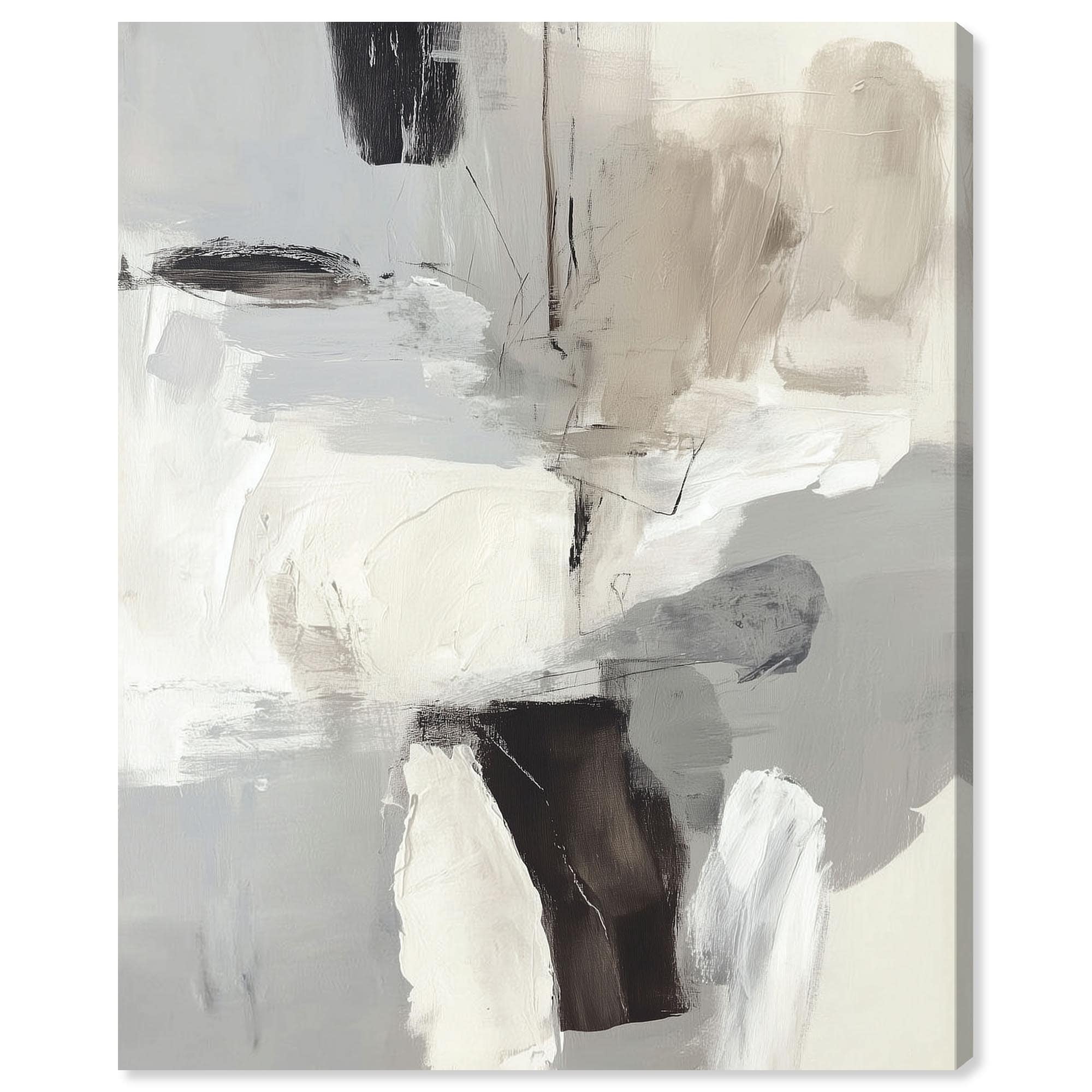 Charcoal Cream IV Abstract Wall Art Canvas Print by Art Remedy