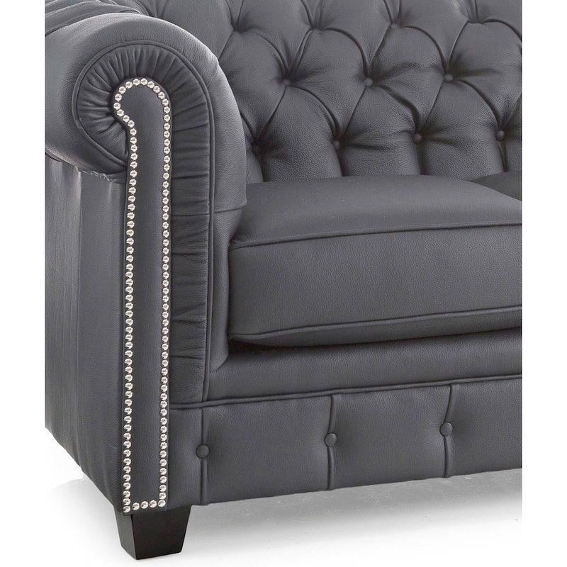 Hancock Tufted Top Grain Italian Leather Chesterfield Sofa - 31" H x 86" W x 40" D