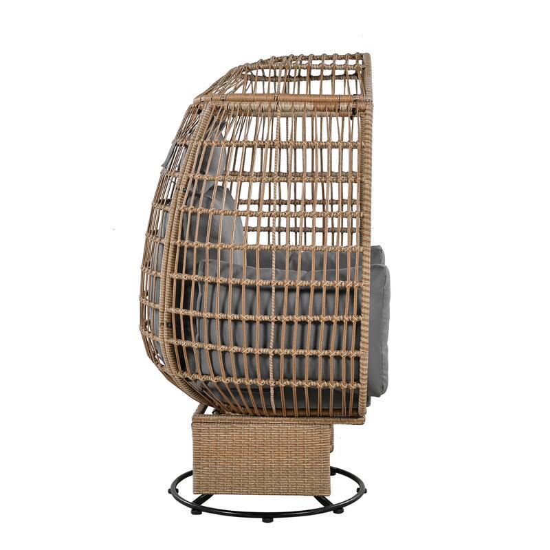 Outdoor Patio Rattan Swivel Egg Chair with Rocking Function