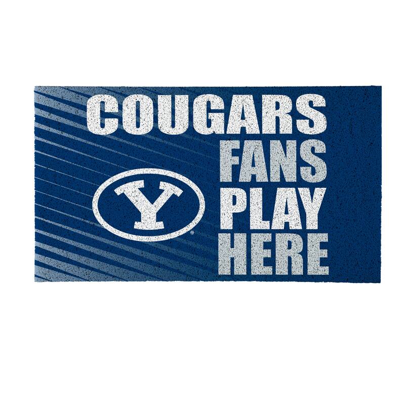 28 in. x 16 in. Brigham Young University "Fans Play Here" PVC Door Mat