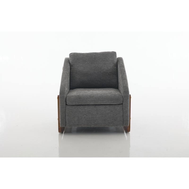 Chenille Armchair with Wooden Frame