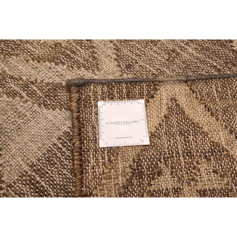 ECARPETGALLERY Flat-Weave Palas Denizli Taupe Jute Kilim - 5'6 x 7'5