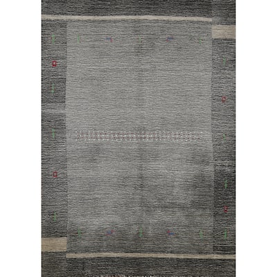 Gray Gabbeh Indian Rug Handmade Wool Carpet - 5'4" x 7'5"