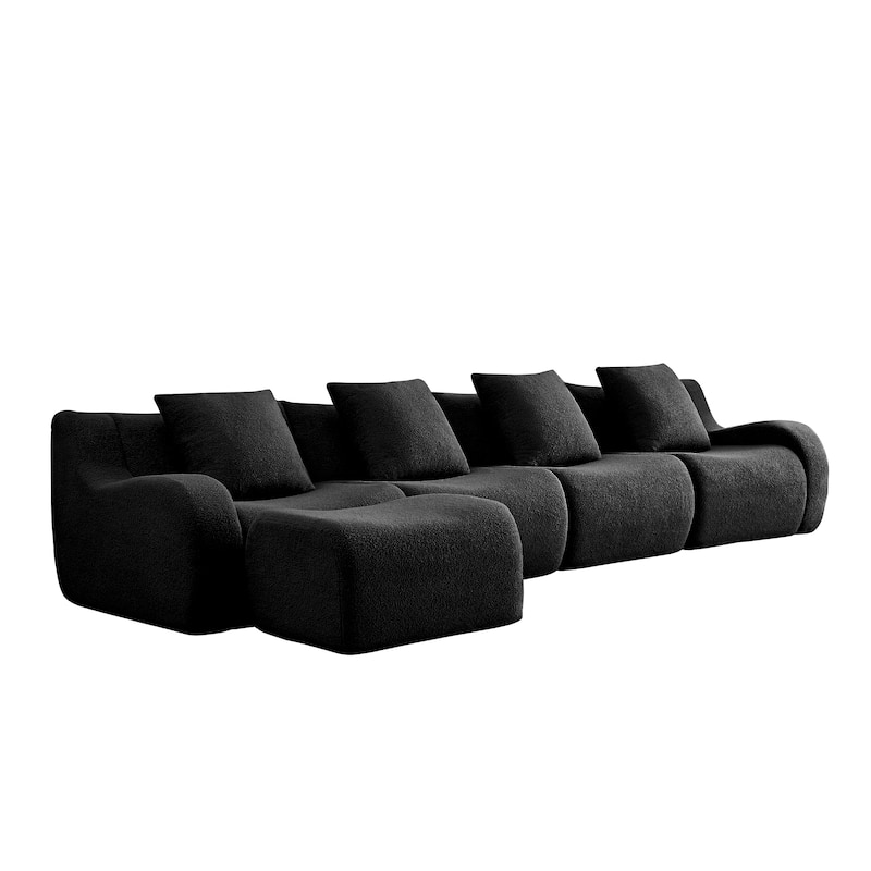 GDF Studio - Fairford L-Shaped 4-Seat Modular Sofa with Chaise & Curved Armrests
