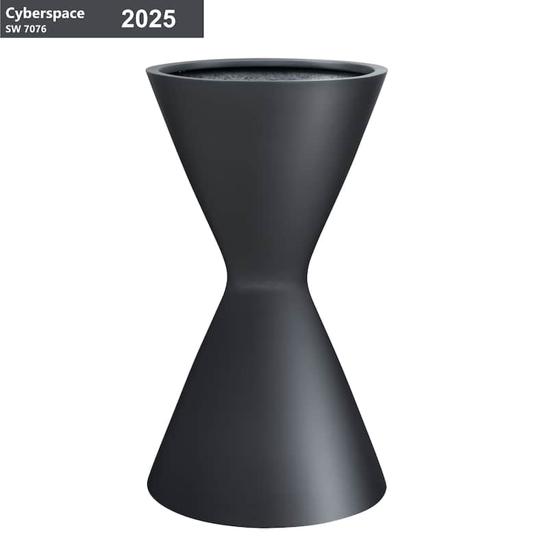 DreamPatio San Francisco Fiberstone Hourglass Planter for Indoor/Outdoor - Charcoal