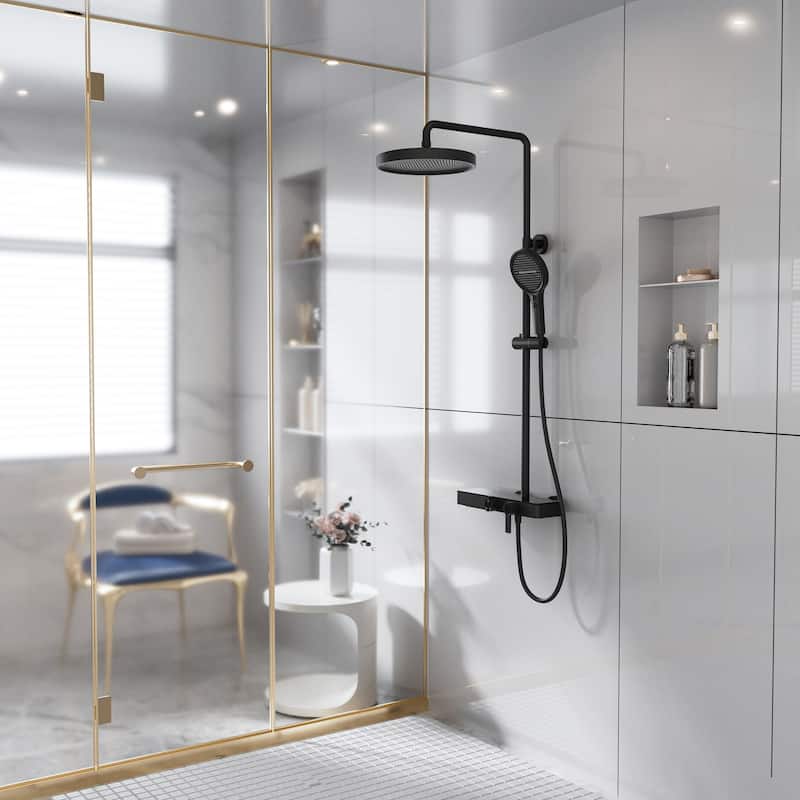Modland 3-Function Wall Mount Shower System with Tub Spout 10.8" Rainfall Shower & Handheld Shower
