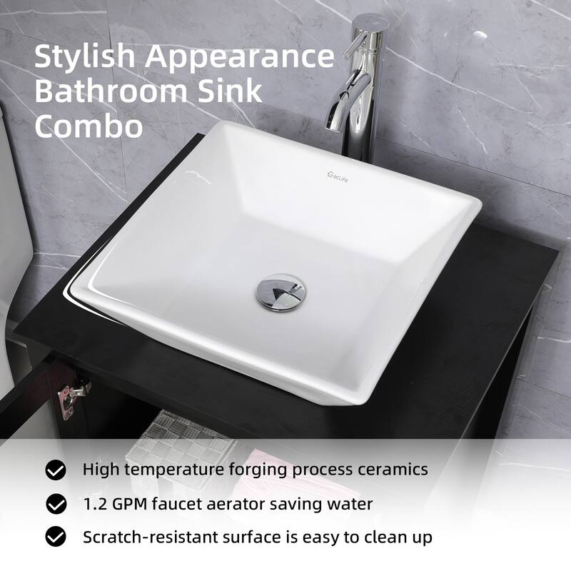 48" Bathroom Vanity Set Vessel Sink Faucet W/ Small Cabinet Combo