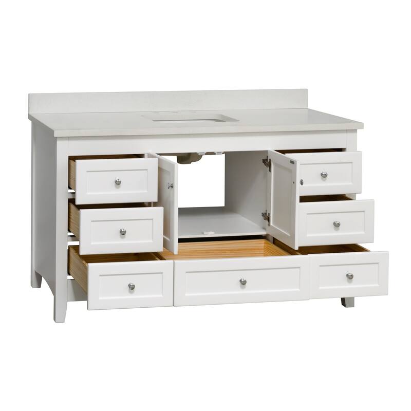 KitchenBathCollection Abbey 60" Single Bathroom Vanity with Quartz Top