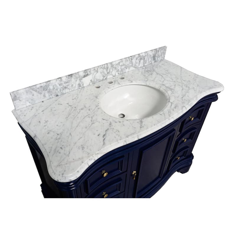 KitchenBathCollection Katherine 48" Bathroom Vanity with Carrara Marble Top