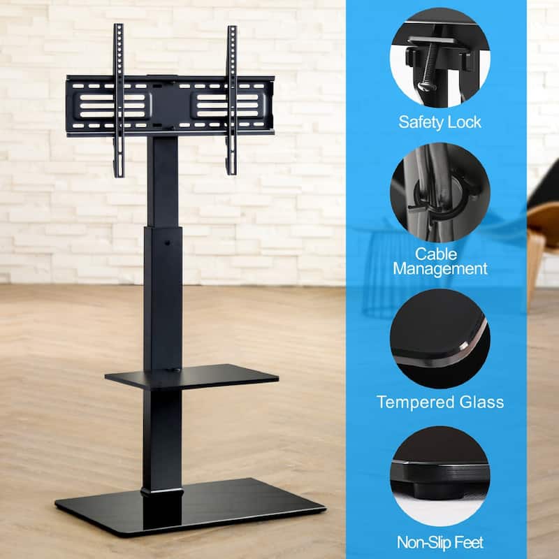 Swivel Floor TV Stand with Mount for 32-65 Inch Flat or Curved Screen - 65