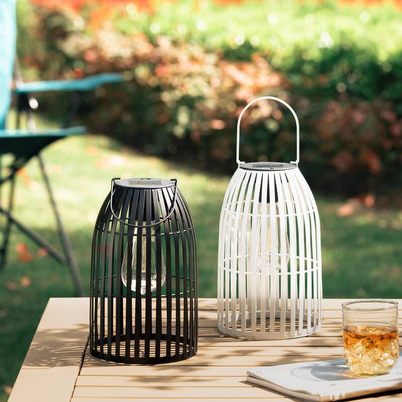 Glitzhome 9.75"H Metal Woven Solar Powered Outdoor Hanging Lantern