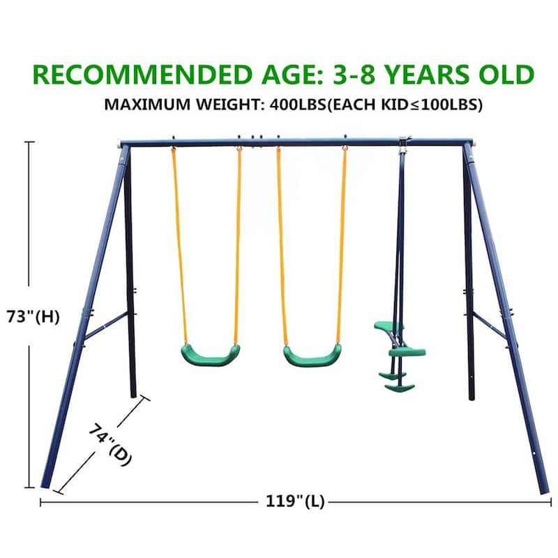 Metal Swing Set Outdoor with Glider