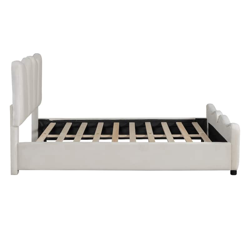 Full Size Velvet Upholstered Platform Bed