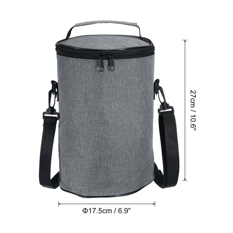 Portable Waterproof Insulated Food Jar Lunch Tote Bag, Grey - Grey-6.9"x10.6"