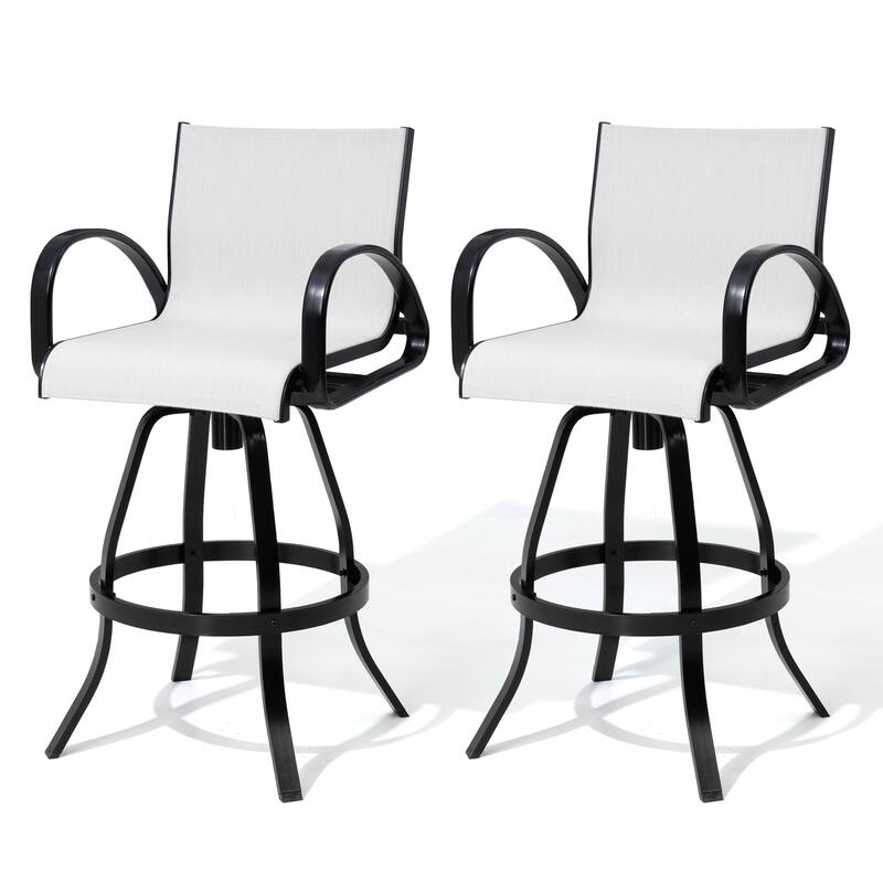 30''H Pellebant Outdoor Patio All-Aluminum Premium Swivel Bar Stools with Sunbrella Fabric - AUGUSTINEOYSTER-2PC