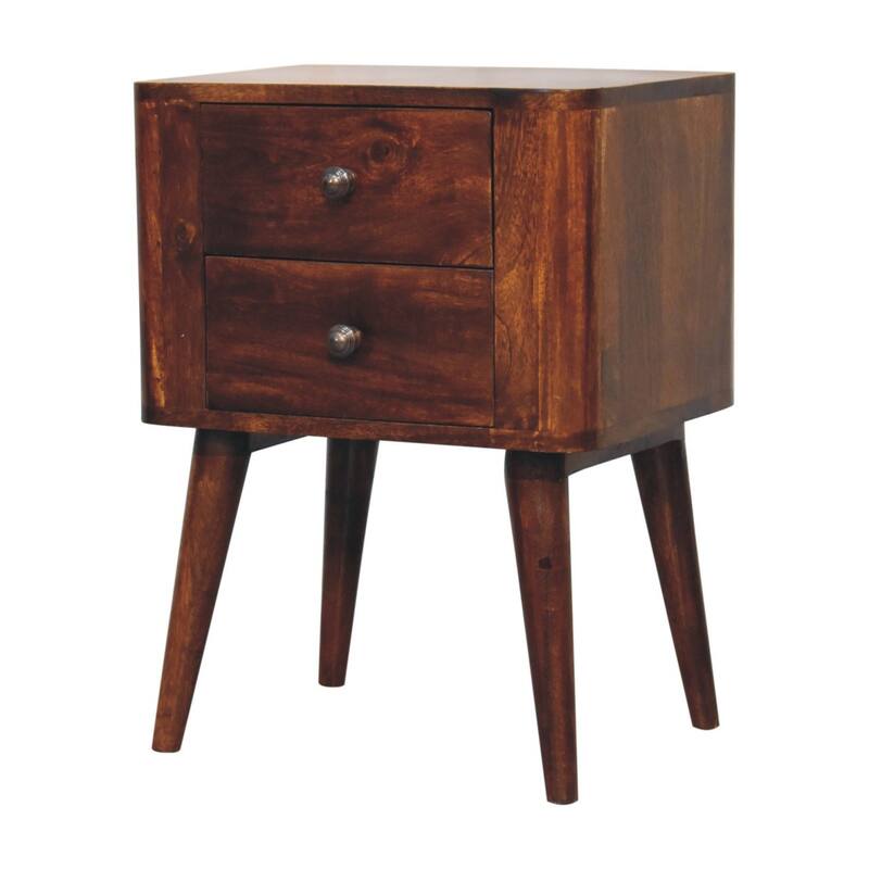 HomeRoots 24" Chestnut Solid Wood Square Two Drawer Nightstand