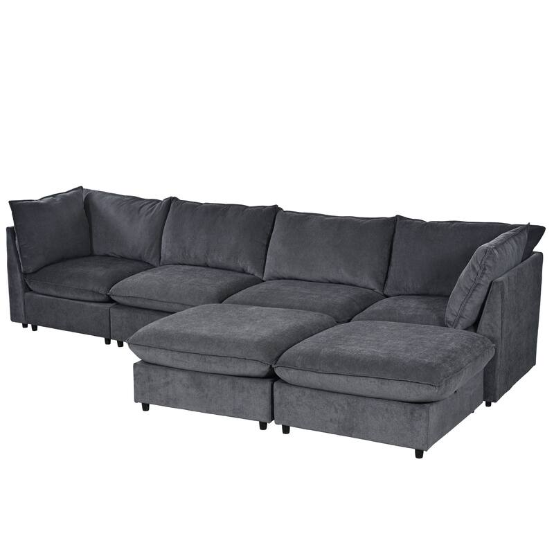 Modern Large U-Shape Sectional Sofa, 2 Large Chaise with Removable Ottomans