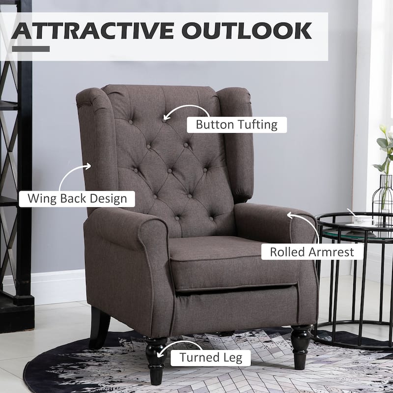 HOMCOM Copper Grove Guanta Tufted Wood Leg Accent Chair