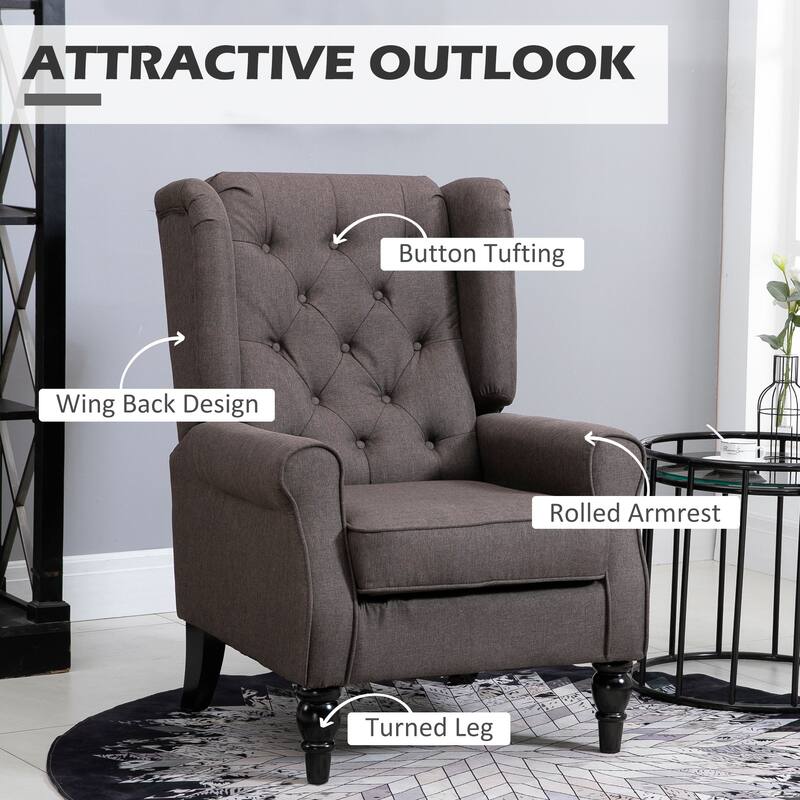 Fabric Wood Accent Chair with Diamond Tufting - 29.25"W x 33.75"D x 40.25"H