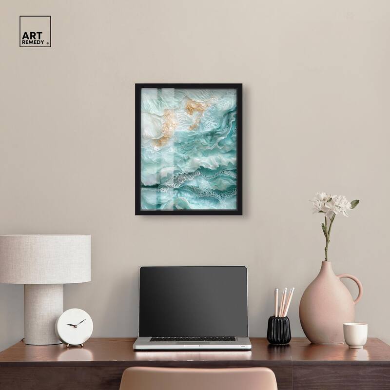 Teal Tiered Turbulence Shadowbox by Art Remedy