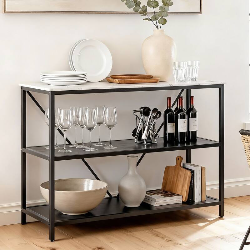 Modern Console Table with Marble-Inspired Top