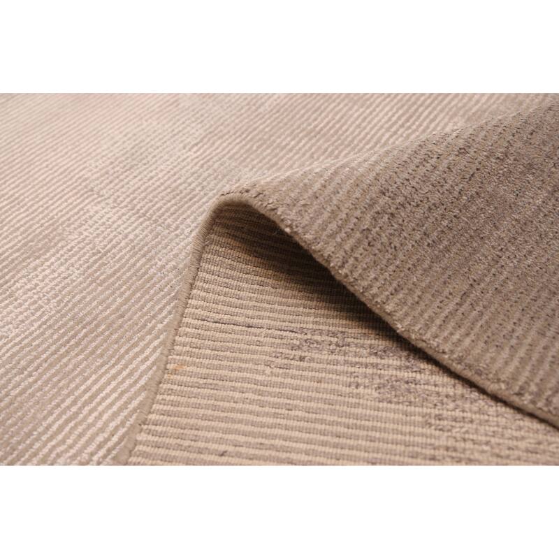 ECARPETGALLERY Hand Loomed Loreto Light Grey Viscose, Wool Rug - 5'3 x 7'5