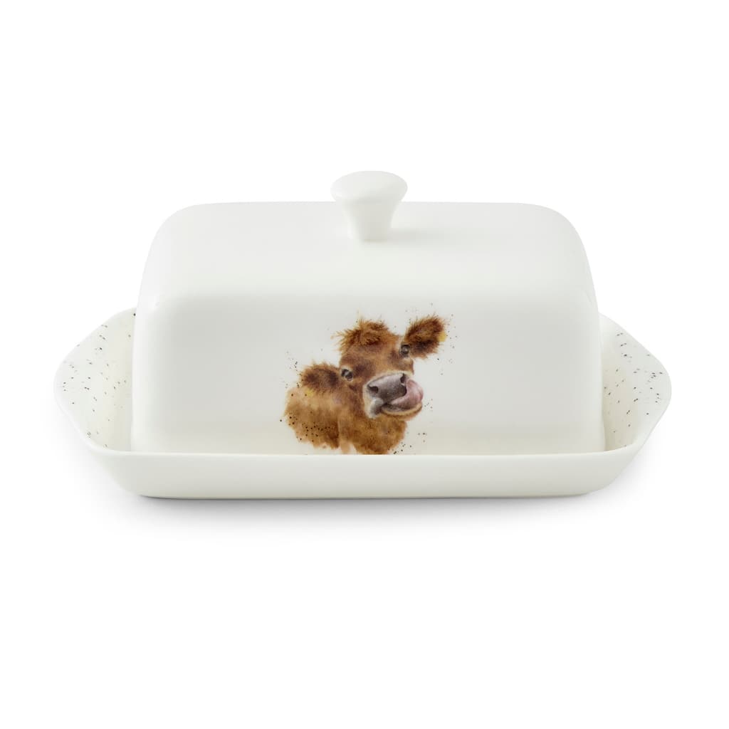 Portmeirion Wrendale Designs Covered Butter - Cow - 7.2"W, 4.5"L, and 3.2"H
