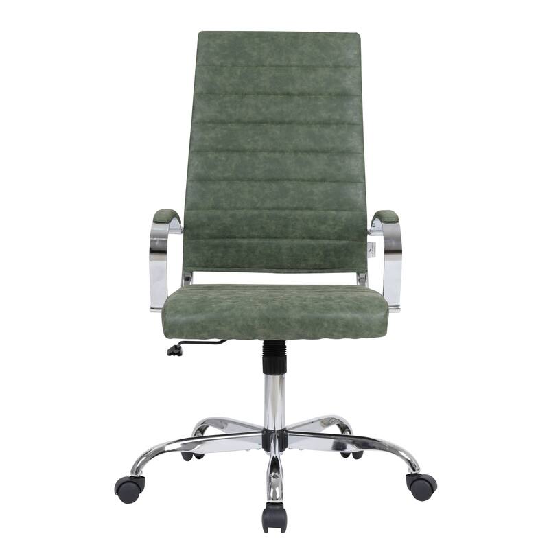 Benmar Leather Executive Office Chair with Chrome Frame, Adjustable Height, Tilt Lock, 360° Swivel, and Smooth Rolling Casters