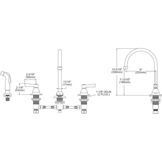 Elkay 1.5 GPM Widespread Food Service Faucet - Includes Side Spray