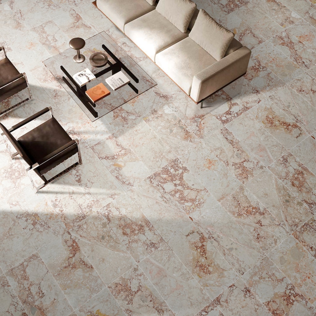 Roomfitters Natural Marble Tile for Wall and Floor, Polished Genuine Stone, 12x24 Marble Tile, 4-Piece Boxe, Pink