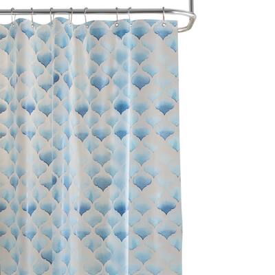 Bath Bliss Scale Design PEVA Shower Curtain in Blue